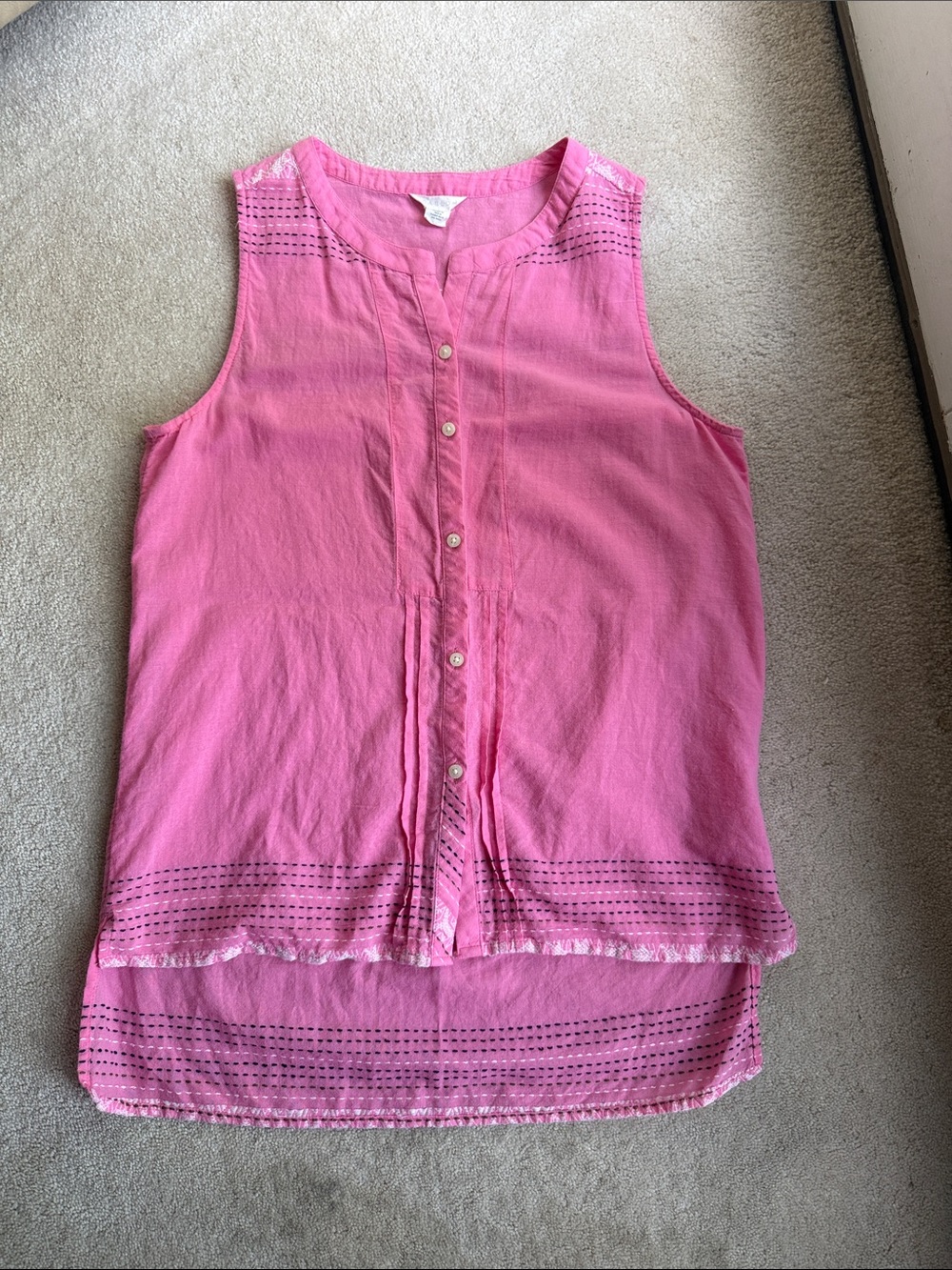 Caslon Pink Sleeveless Button-Front Camisole with Stitch Detail